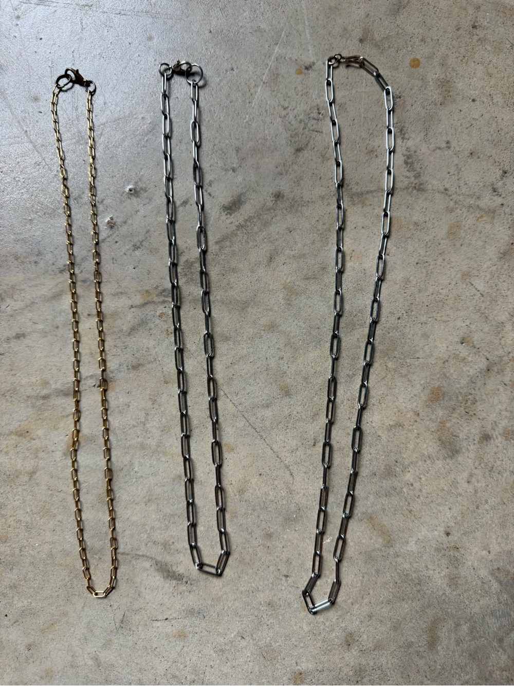 3 Necklaces-Layered Paperclip Necklace Set in Gold and Silver - Women’s Necklace